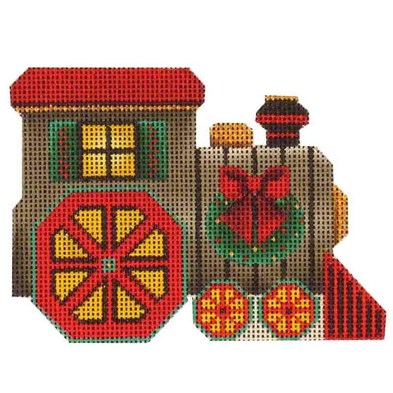 Hand Painted Needlepoint Trains